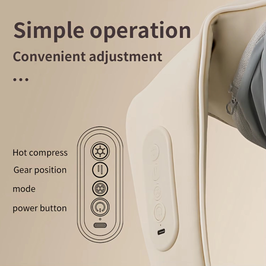 Shiatsu Neck Massager Pillow - 3D Heated Deep Tissue Massage - Rechargeable, Perfect for Relaxation at Home, Office, Travel - Fa